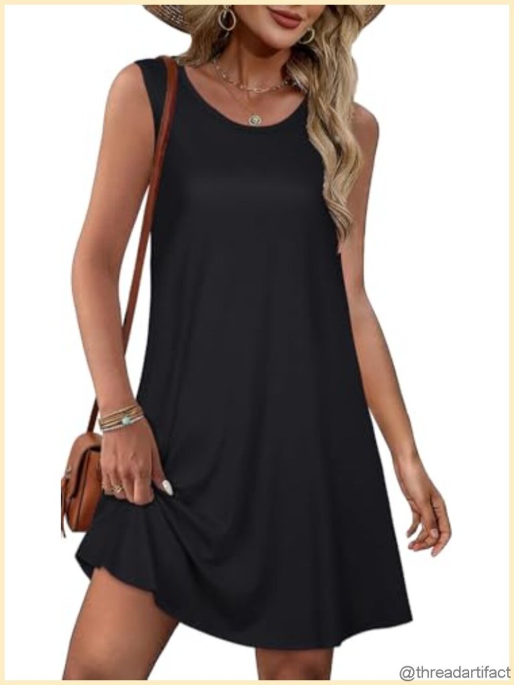 Womens Summer Casual Loose Fit Sleeveless Sundress with Pockets